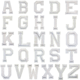 1pc 26 Mixed Pure White English Letters Computer Embroidery Badge Cloth Stickers Hot Stamping Clothing Patch Cloth Stickers Embroidery DIY Decoration Your Own Style