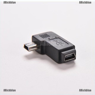 ARichblue Black USB 2.0 Mini 5 Pin Male to Female Right Angle 90 Degree Adapter Connector