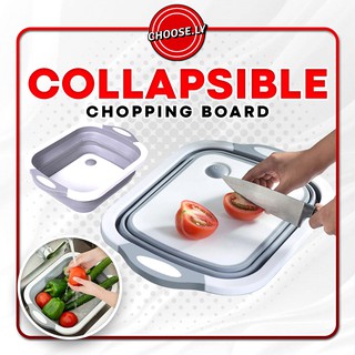 Collapsible Multi-Purpose 3-in-1Colander Foldable Collapsible Cutting Board with Drainer (White)