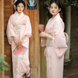 Kimono Women Dress Traditional Retro Japanese Pink Gentle Improved Japanese