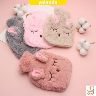 YOLA Cartoon Hot Water Bottle Bag Warming Products Stress Relief Therapy Hand Warmer Reusable Warm Belly Reduce Pain PVC Soft Knitted Cover Water Injection Bag/Multicolor