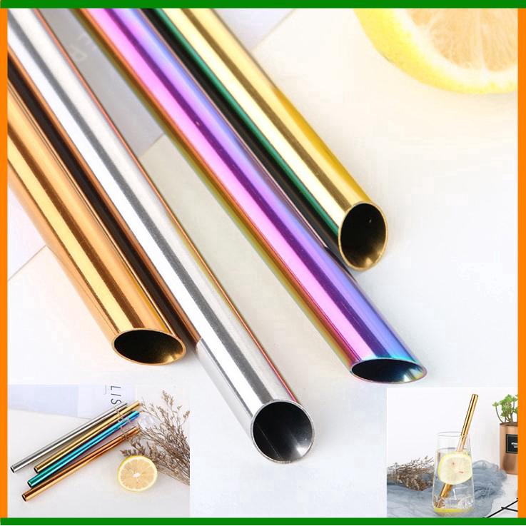 12 MM stainless steel color oblique Pearl milk tea straw