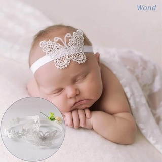 Wond 2x Attractive Newborn Baby Girls Headband Elastic Princess White Lace Bow Flower