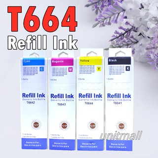 eco tank Refill Ink 664 For Epson L Series 70ML Premium Dye Ink 4 Colors compatible epson 664 ink