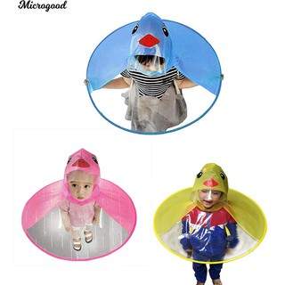 Cartoon Duck Children Raincoat Umbrella UFO Shape Rain Hat Cape Foldable