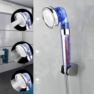 Water-saving Shower Bath Head Adjustable 3 Mode High Pressure Stone Stream Handheld Shower Head With Negative Ion Activated Ceramic Balls (Blue)