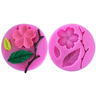 Silicone Mold - Cherry Blossom Sakura Flower with Leaves (1)
