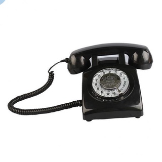 2xRotary Retro Rotary Dial Bell Desk Telephone black