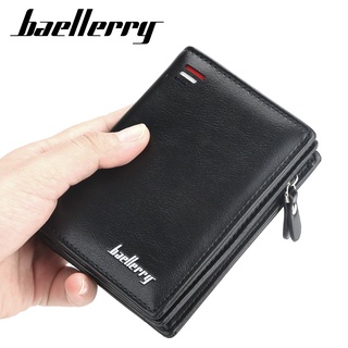 baellerry men s zipper short wallet multi-card fashion vertical mini snap coin purse