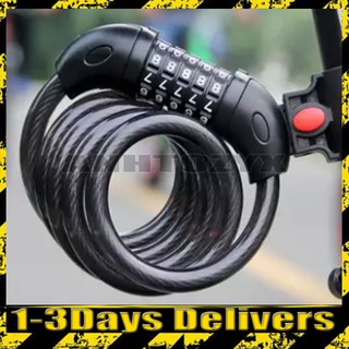 Tonyon 5 digit number combination lock anti-theft steel cable lock 1.2m