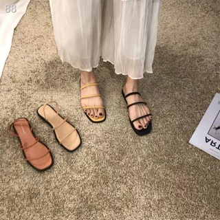 ☽【NEW ARRIVAL】Atikota Korean Color PU Sandals Female Summer Versatile Student Casual Lazy Half Slip