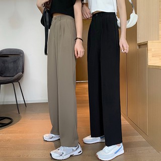 Suit pants high waist slimming elastic waist vertical leg pants women's trousers (5)