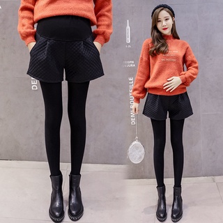maternity pregnant autumn and winter high waist black abdominal short korean casual loose a line wide leg shorts