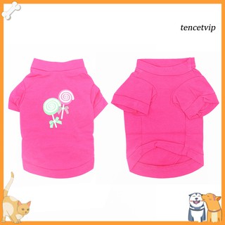 【Vip】Cute Dog Pet Clothes Lollipop Print Short Sleeve T-shirt Pullover Puppy Apparel