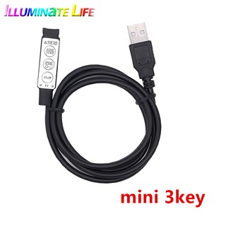 3key DC 5V USB Cable Line Connector RGB controller with mini 3 Keys remote 4 Pin for led strip light TV backlight