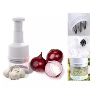Kitchen Pressing Food Chopper Cutter Slicer Peeler Dicer Vegetable Onion Garlic (White)