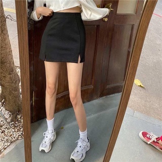 White skirt❦women's high waist skirt with slit