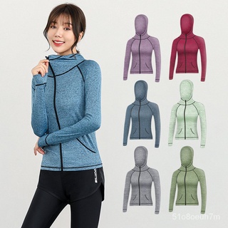 [Starting]Women Running Jacket Yoga Jacket Hooded Zipper Jacket Fitness Clothing Top Sport Gym Worko