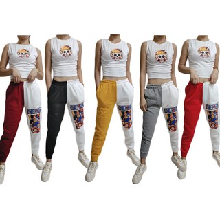 Pants ♜2in1 Croptop And Jogger Pants Terno for Her 5 Colors Cotton Fabric JB65✱