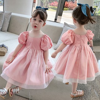 COD Ready Stock Kids Girls Dress Foreign Puff Sleeve Dresses for Baby Girl Babies Sundrress