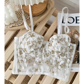 Embroidered underwear women's vest-style thin style can be worn with suspenders and beautiful back bra (5)