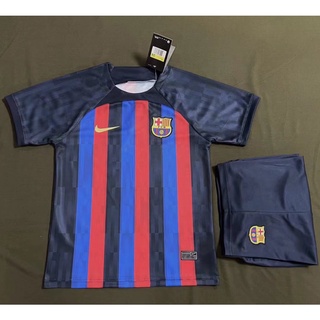 Barcelona 2022/23 Kids Jersey Set Barcelona Home Football Jersey with Pants Suit Children Soccer Jersey Suit