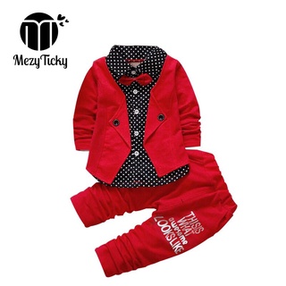Childrens Casual Clothing Baby Kids Button Fashion Bow Clothes suits Boys jacket pant 2pcs/ sets coa