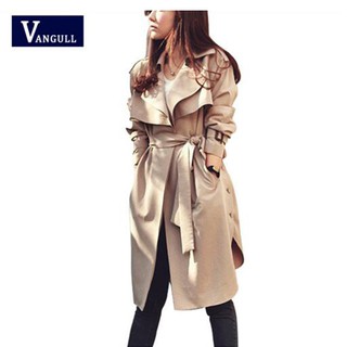 Women Trench Long Coat Plus Size Waist Slim Trench Coat for Women With Belt