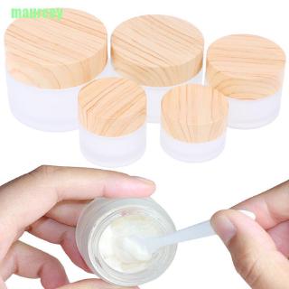MA 5g 10g 15g 30g 50g Frosted Glass Cream Jar Wooden Make-Up Skin Care Container