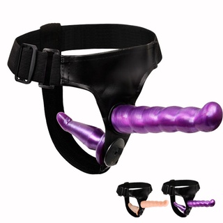 GaGu Purple Double Dildo Strapon Harness Strap On Dildo Sex Products dildo No vibrator Adult Sex toy