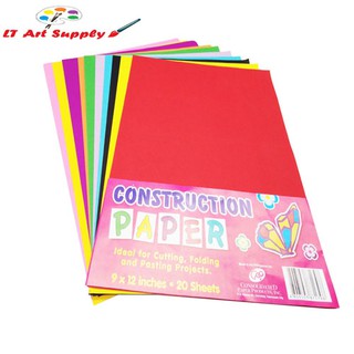 Construction Paper (Size 9 x 12 Inches) Assorted Colored Paper 20 Sheets