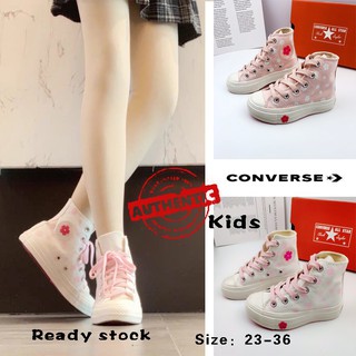 【100% Original】◕▽* Ready Stock CONVERSE Sakura Series Children's Shoes Fashion Kids girl girls board