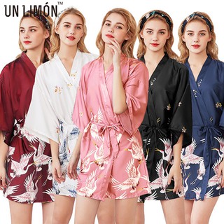 UNLIMON Womens Half Sleeve Plus Nightdress Size Slik Sleepwear Kimono Robe