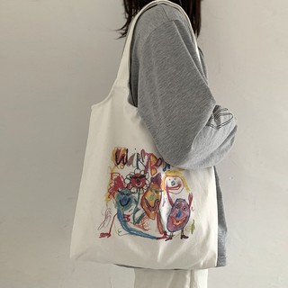Canvas shoulder bag 2020 new Japanese small fresh art comic canvas women's shoulder bag in student canvas bag (2)