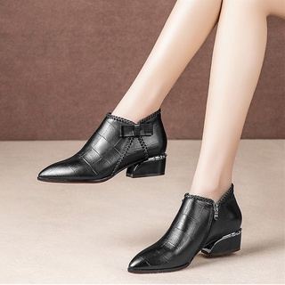 women boots✻C&X 41 42 Plus Size Women'S Shoes, Pointed Ankle Boot, Casual High-heeled Short Boots (H