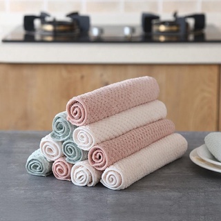 kitchen towel♚Cleaning Cloths Dish Towel Absorbent Hand Towels Coral Fleece Rags Thick Dishes Cleani
