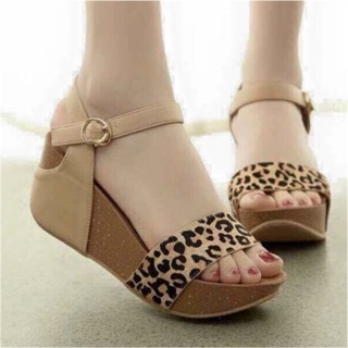 Best Seller Fashion Wedge Sandals Leopard Adjust One Size (1)