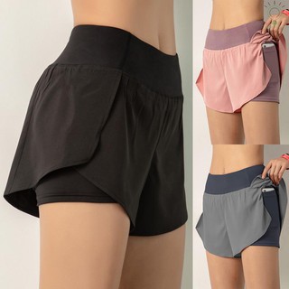 [BLK-COD]Women Running Shorts 2-in-1 with Pocket Wide Waistband Coverage Layer Compression Liner Lounging Sport Yoga Leggings Fitness Workout Athletic Gym Home Sportswear (1)
