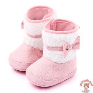 ☆READY☆ Winter Cotton Bow Infant Toddler Soft Soled High-Top Baby Shoes