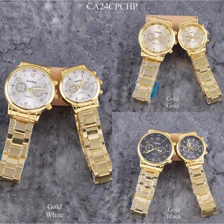 Set & Couple Watches☒▦[TIMEMALL] CASIO stainless steel Gold couple watch gift #CA24CPCHP
