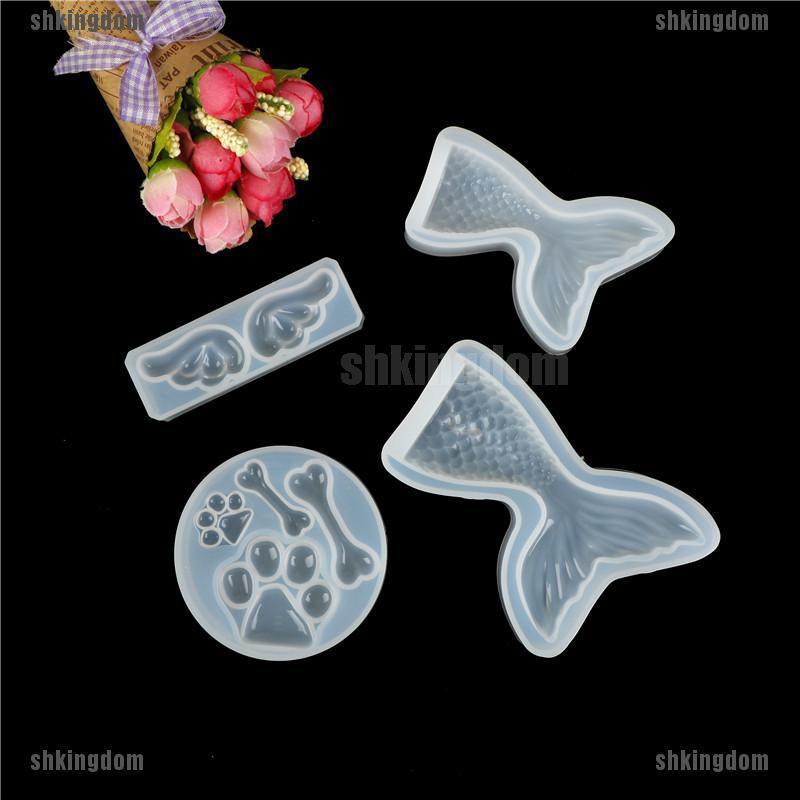 Mermaid Tail wings Dog paw footprints bones mold DIY tools (1)