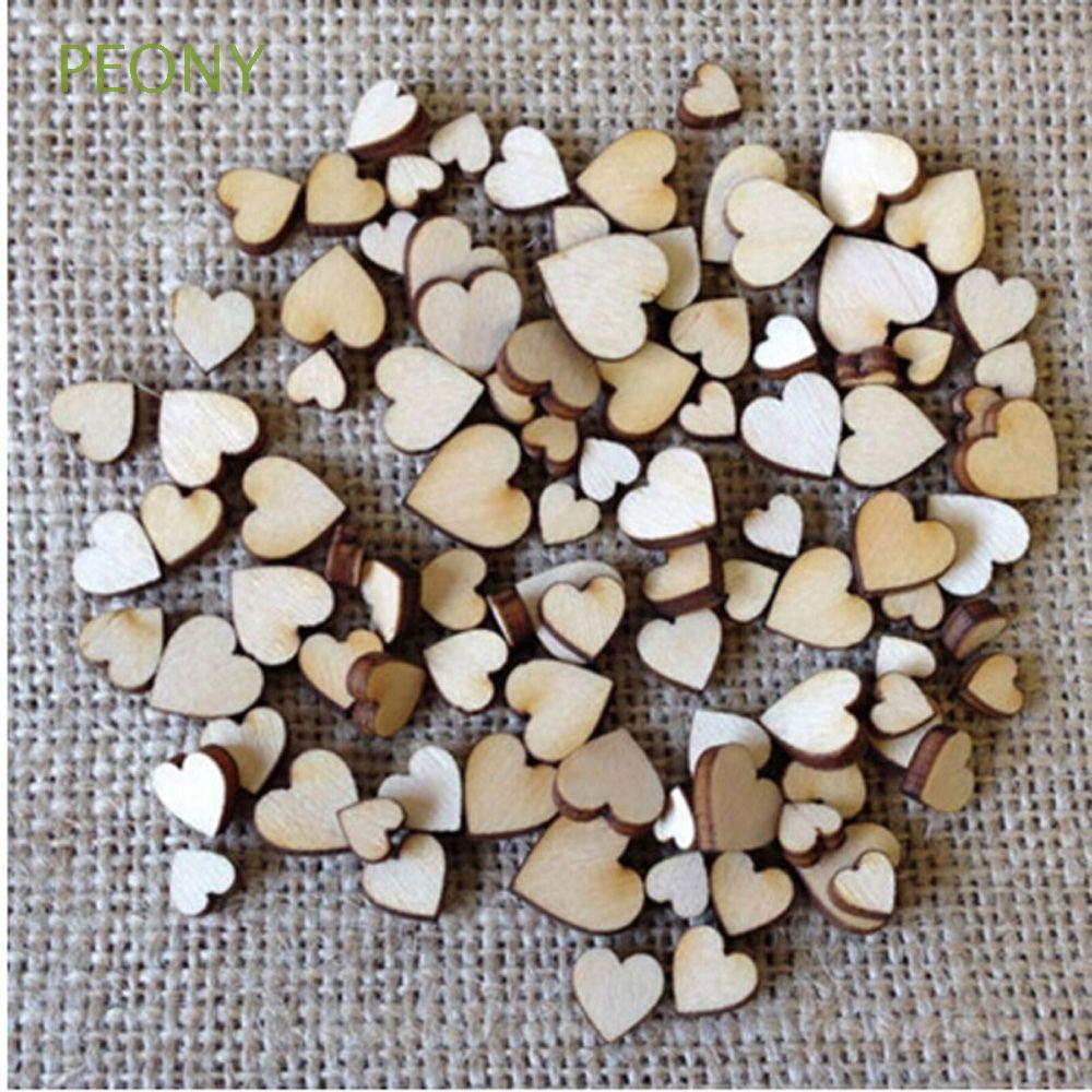 100PCS DIY Table Scatter Crafts Accessories Wedding Decor Wooden Love Heart (1)