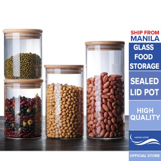 Hawaii Home Sealed Lid Pot Glass Food Storage Seasoning Airtight Jar Spice Condiment Dispensers