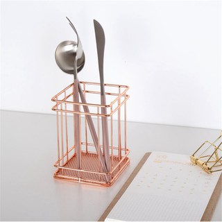 Rose Gold Wire Net Pencil / Pen Cup Square Iron Mesh Pen / Pencil Cup Stationery (2)