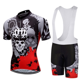 2020 Skull Cycling Jerseys Bib Set MTB Uniform Bicycle Clothing Ropa Ciclismo Quick Dry Bike Clothes Men's Short Maillot Culotte