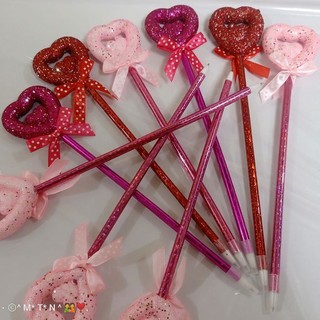 (10/pack plus 2 free) Valentines heart rose long ballpen for gifting valentines day sale decoration