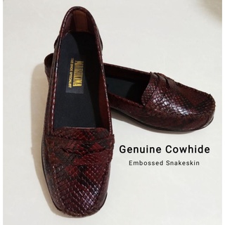 SNAKESKIN Women's Loafers/Topsiders Marikina Made Genuine Leather Cowhide