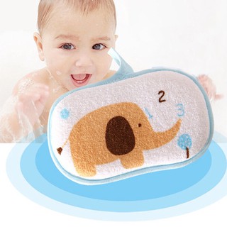 【Ready Stock】✷◎✵✿☌☌Baby Kids Fashion Cute Elephant Printed Bath Sponge Brushes Shower Baby Convenien