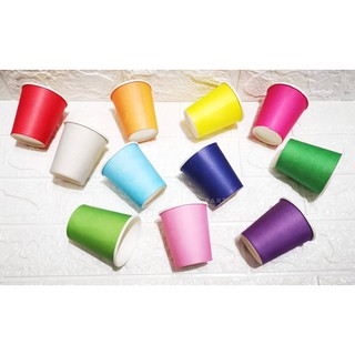 10 pcs Solid Color Disposable Paper Cups Party Decor (1 color per pack of 10 pcs)