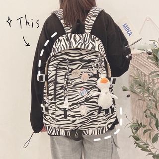 Schoolbag female Korean version of Harajuku cow zebra pattern backpack cute girl large capacity stud